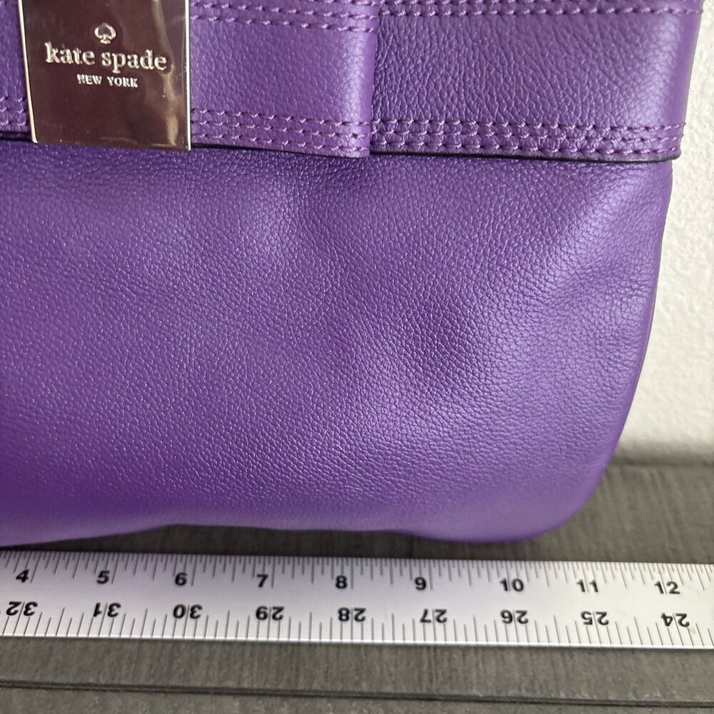 Kate Spade New York Purple Leather Bow Crossbody Bag Gold Chain Polka Dot - Picture 11 of 12